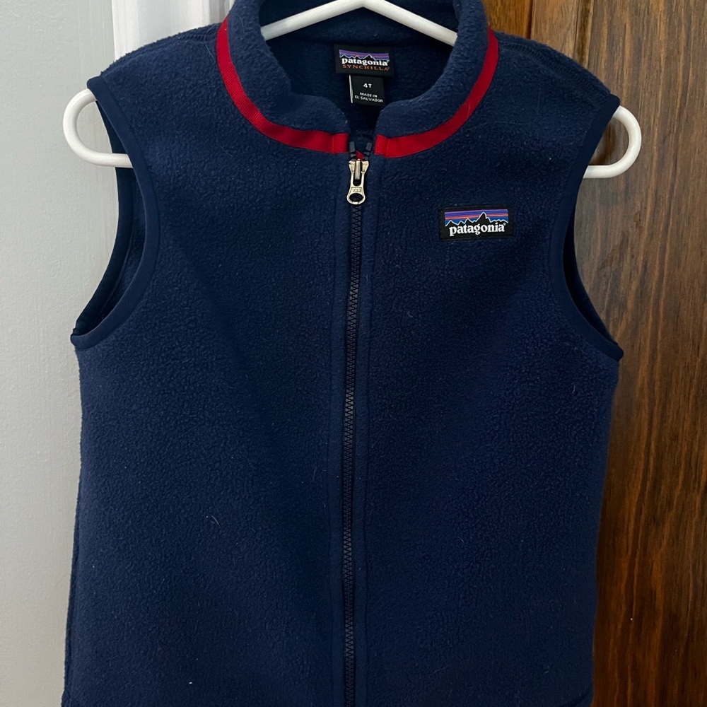 Patagonia Toddler 4T Blue Vest with Red Accents